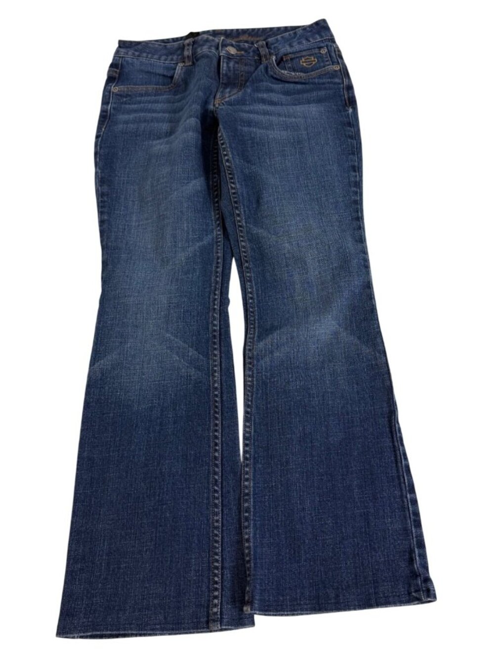 Harley Davidson Blue Denim Bootcut Stretch Jeans Womens Size Petite 2